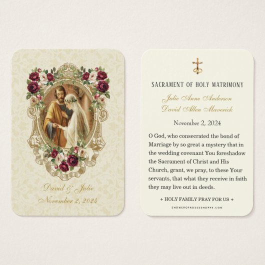 Bloemen Kant Katholieke Bruiloft Gebed Kaart (Voorkant /achterkant)