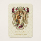 Bloemen Kant Katholieke Bruiloft Gebed Kaart (Voorkant)