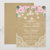  Bloemen Kant Licht Islamitisch Moslim Bruiloft Kaart (Voorkant / Achterkant)