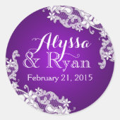 Bloemen  Kant Paarse Ronde Sticker (Voorkant)