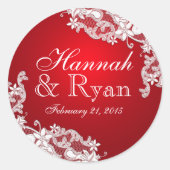 Bloemen  kant rood ronde sticker (Voorkant)