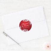 Bloemen kant rood ronde sticker (Envelop)