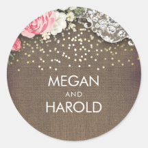 Bloemen Kant Rustieke Burlap Goud Confetti Bruilof