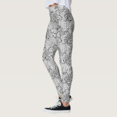 Bloemen kanten patroon zwart-wit leggings (Links)