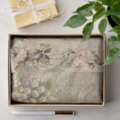 Bloemen, kappen en vogels op de onderdrukte ontkop tissuepapier (Geschenk)