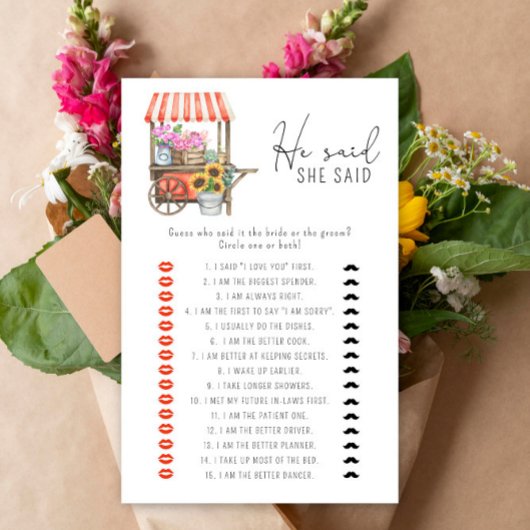 Bloemen kar - Hij zei dat ze zei vrijgezellenfeest