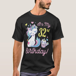 Bloemen Kat 32 Jaar Gelukkige Dag Mij Het Is Mijn T-shirt