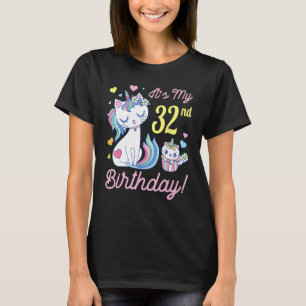 Bloemen Kat 32 Jaar Gelukkige Dag Mij Het Is Mijn T-shirt