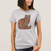 Bloemen, Kat, Bloesem Kat, Bloemen en Kat T-shirt (Voorkant)
