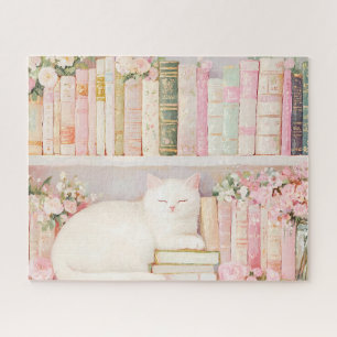 Bloemen Kat en Boeken Legpuzzel