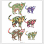 Bloemen Kat Knipsels Dierlijke Kunst Sticker (Vel)