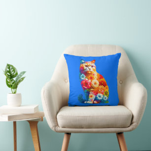 Bloemen Kat Lover Kat Mam Dierenvriend Kussen