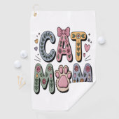 Bloemen Kat Mam met Poot Print Golfhanddoek (Insitu)