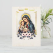 Bloemen Katholieke doop Gezegende Moeder Jezus Kaart (Staand voorkant)