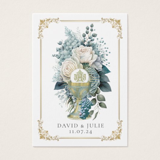 Bloemen Katholieke Eucharistie Bruiloft Gebed Kaar Visitekaartje (Voorkant)