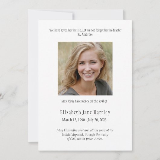 Bloemen Katholieke Maria Uitvaart Condoleance Symp Bedankkaart (Achterkant)