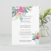 Bloemen Katholieke Nuptial Mass Bruiloft Kaart (Staand voorkant)