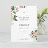  Bloemen Katholieke Nuptial Mass Bruiloft Kaart (Staand voorkant)