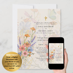 Bloemen Katholieke Nuptial Mass Bruiloft Kaart