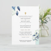 Bloemen Katholieke Nuptial Mass Bruiloft Kaart (Staand voorkant)