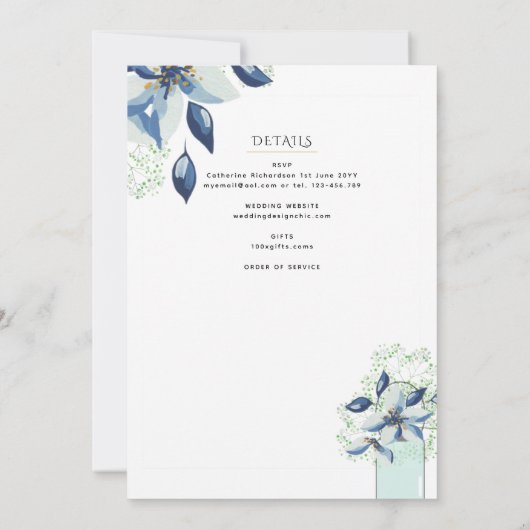  Bloemen Katholieke Nuptial Mass Bruiloft Kaart (Achterkant)