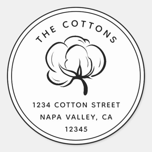 Bloemen katoenen boll | Retouradres Ronde Sticker (Voorkant)