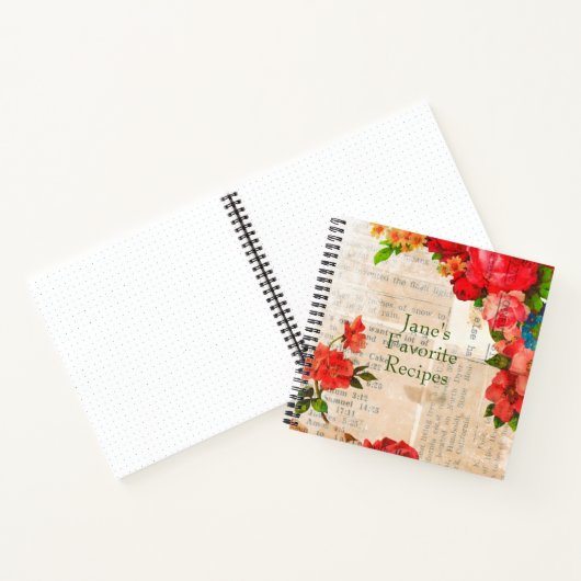 bloemen katoenstijl Recipbook notebook Notitieboek (Binnen)