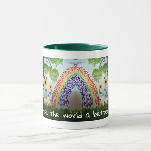 Bloemen, katten en regenbogen mok (Midden)