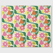 Bloemen Katten Voeg Ontvangers Naam Leuke Verjaard Cadeaupapier (Vlak)