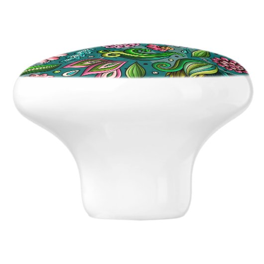  bloemen keramische knop (Zijkant)