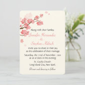 Bloemen Kersenbloesem Bloem Wit & Roze Huwelijk Kaart (Staand voorkant)