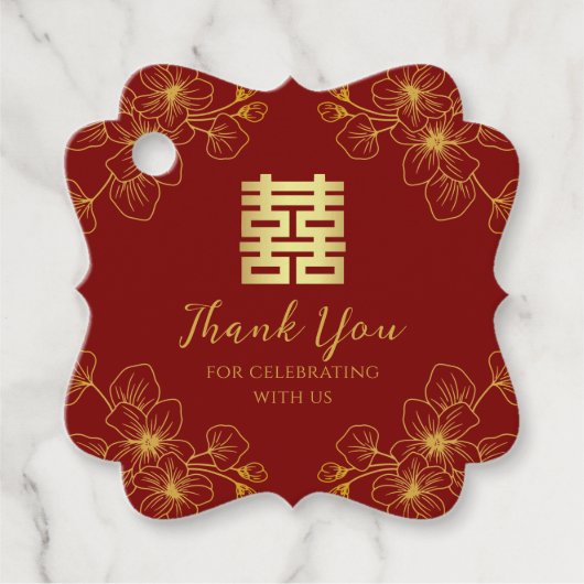 Bloemen kersenbloesem Chinees huwelijk dank u Bedankjes Labels (Voorkant)