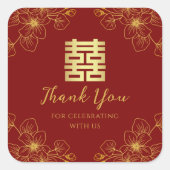 Bloemen kersenbloesem Chinees huwelijk dank u Vierkante Sticker (Voorkant)