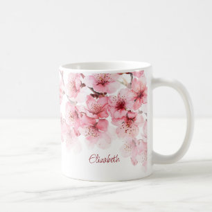 Bloemen Kersenbloesem Jouw naam Monogram Mok
