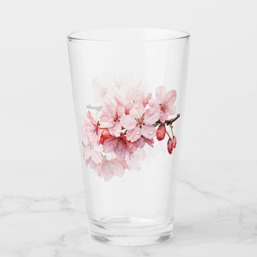 Bloemen Kersenbloesems Regendruppels Glas (Voorkant)