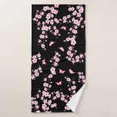Bloemen Kersenbloesems ROZE zwart Badhanddoek (Badhanddoek)
