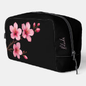 Bloemen Kersenbloesems Zwart Roze | Je naam Toilettasje (Rechterhoek)