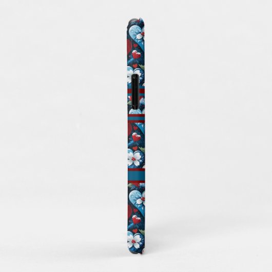 Bloemen Kerst Harten in Rood Blauw en Groen Case-Mate iPhone Case (Achterkant/rechts)