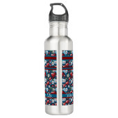 Bloemen Kerst Harten in Rood Blauw en Groen Waterfles (Achterkant)