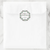 Bloemen Kerst Krans Familienaam Classic Ronde Sticker (Tas)