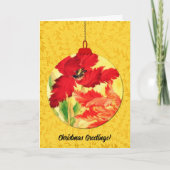 Bloemen Kerst Ornament  Stijl Art Geel Kaart (Voorkant)