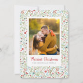 Bloemen Kerst Patroon Foto Feestdagenkaart (Voorkant)