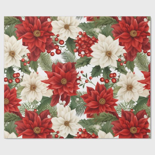 Bloemen Kerst Wrapping Papier 30INX30FT (Vlak)