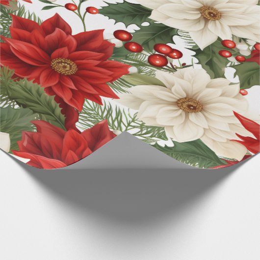 Bloemen Kerst Wrapping Papier 30INX30FT (Hoek)