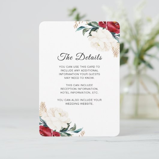  Bloemen Kerstbruiloft Details Informatiekaartje (Staand voorkant)