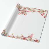 Bloemen Kerstfeest Cadeaupapier (Uitgerold)