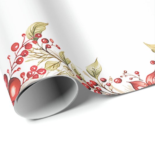 Bloemen Kerstfeest Cadeaupapier (Rol Hoek)