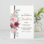 Bloemen Kerstfeest Uitnodiging Kaart (Staand voorkant)