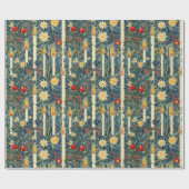 Bloemen kerstkaarsen cadeaupapier (Vlak)