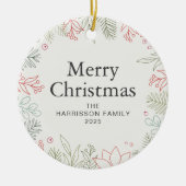 Bloemen Kerstkrans Familie Foto Keramisch Ornament (Voorkant)